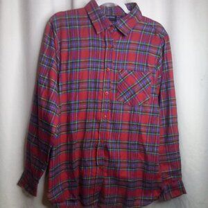 Madison Taylor Button Up Shirt 1X Women Long Sleeve Pocket Plaid Red Blue Green